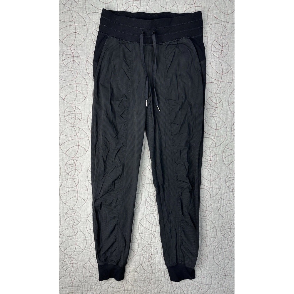 Lululemon‎ Dance Studio Mid Rise Jogger Size 4 Black Striped Workout Activewear